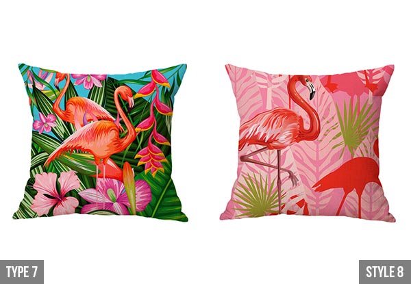 Flamingo Printed Linen Cushion Cover - Ten Styles Available