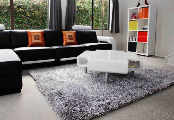 Super Shaggy Rug in Black or Silver - Three Sizes Available