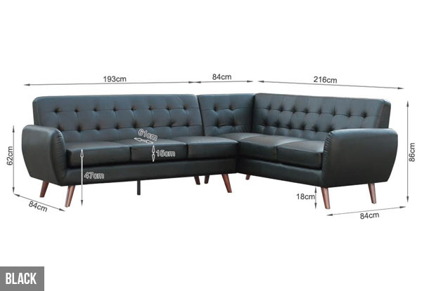 $899 for a Five-Seater Sectional Couch Available in Black or White
