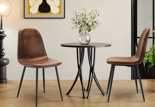 Four-Piece Suede Dining Chair Set