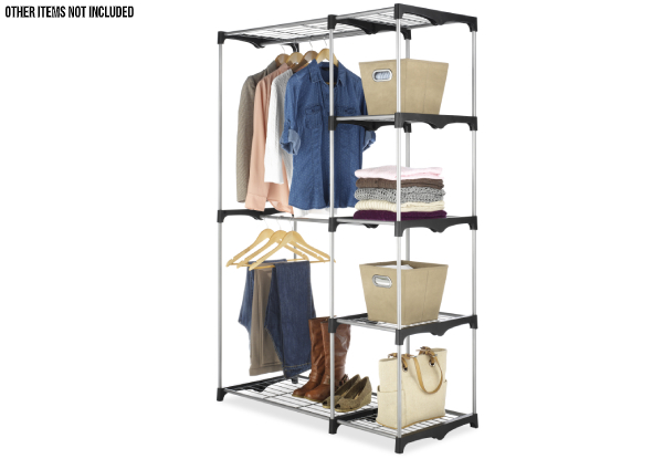 Large Wardrobe Clothes Rack with Shelves