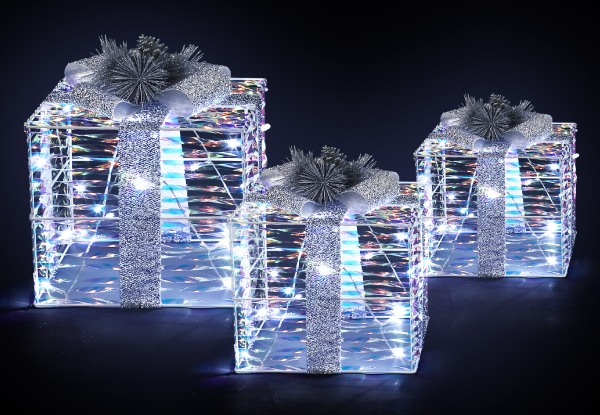 Three-Set 3D Foldable Gift Box LED Christmas Lights