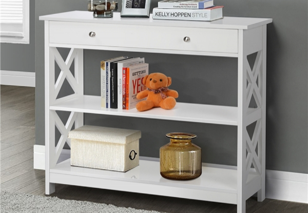 Wooden Console Table with Drawer & Two Open Shelves - Two Colours Available