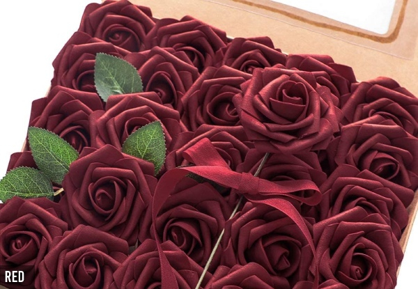 25-Piece Artificial Roses Set - Six Colours Available