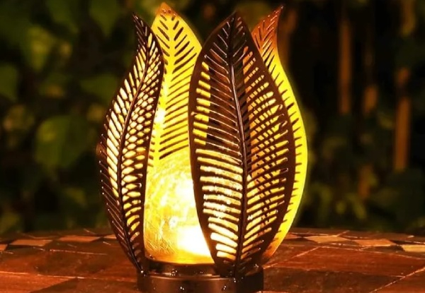 Solar Metal Palm Leaf Lights Decor