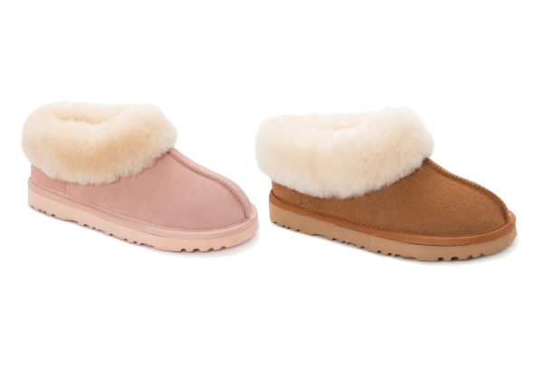 Ozwear Ugg Unisex Slippers Collar Premium Sheepskin Suede - Two Colours & Ten Sizes Available