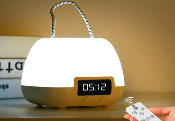 Remote Control Bedside Lamp with Clock
