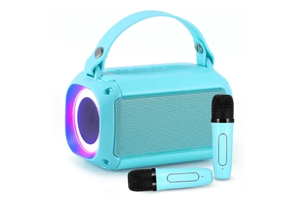 Kid's Mini Karaoke Machine with Two-Piece Wireless Mic - Three Colours Available