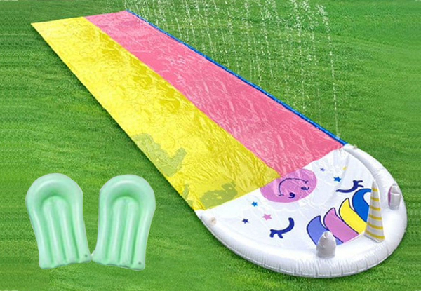 Kid's Floor Water Slide with Two Bodyboards