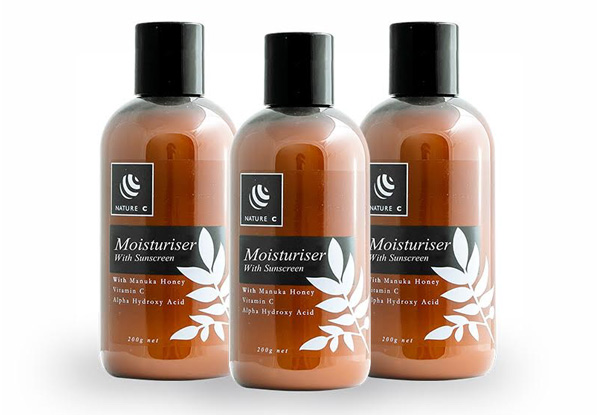 Three-Pack of NatureCee Moisturiser with Sunscreen (200g)