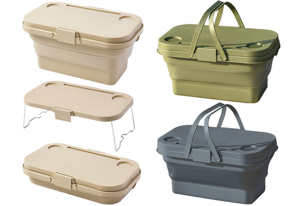 Collapsible Picnic Basket with Lid - Three Colours Available