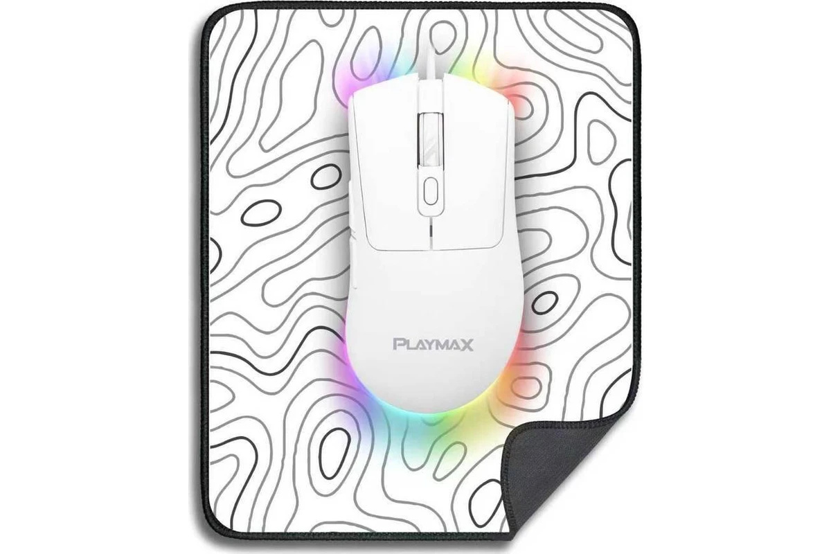 Playmax White RGB Gaming Mouse & Mouse Mat Combo