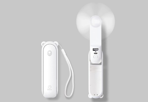 Mini Fan with Power Bank & Flashlight - Three Colours Available