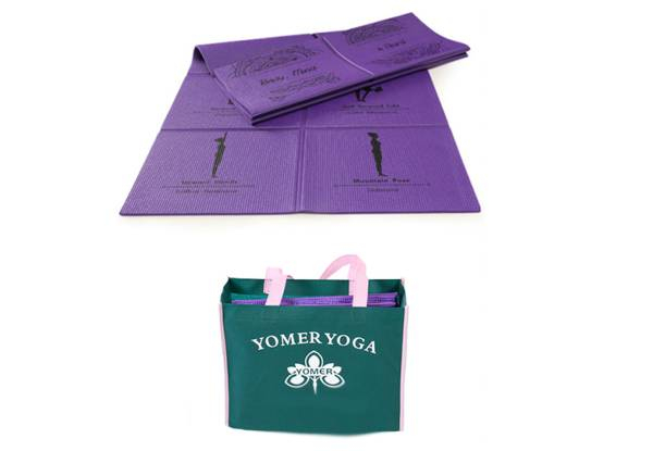 5mm Thickness Foldable Yoga Mat with Printed Yoga Positions - Two Colours Available