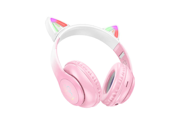 Hoco LED Cat Ear Headphones Pink