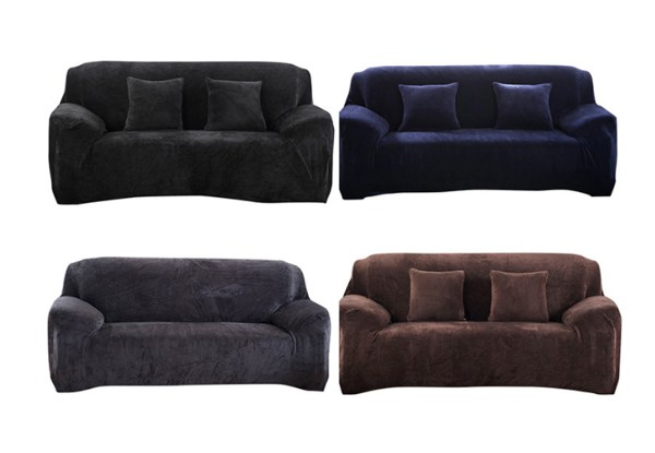 Velvet Plush Stretch Sofa Slipcover - Available in Four Colours, Four Options & Option for Two-Pack