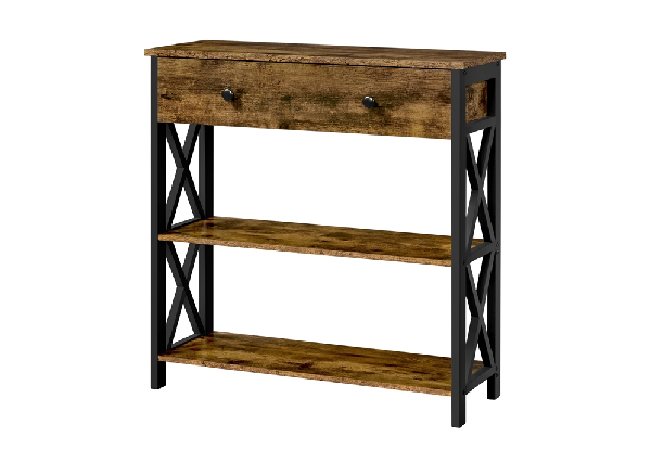 Vintage Wooden Console Table with One Drawer & Two Open Shelves - Two Colours Available