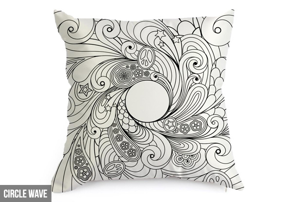 Colour-In Cushion Cover - Nine Designs Available with Option to incl. 12 Markers