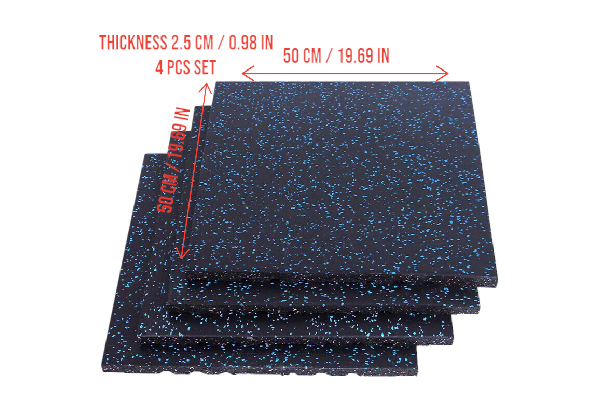 Four-Pack Interlocking Rubber Gym Floor Mat