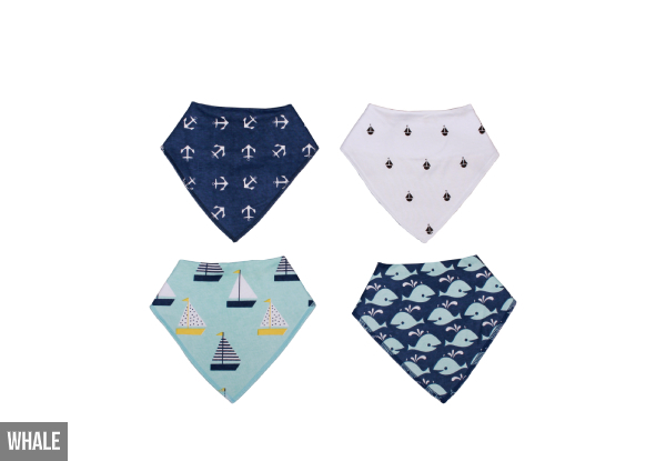 Four-Pack of Soft Absorbent Baby Bibs - Six Styles Available