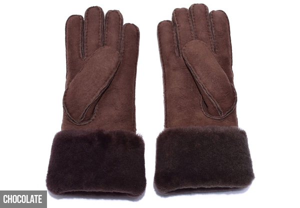 Auzland Women's Leather Suede Button UGG Gloves - Two Colours & Three Sizes Available