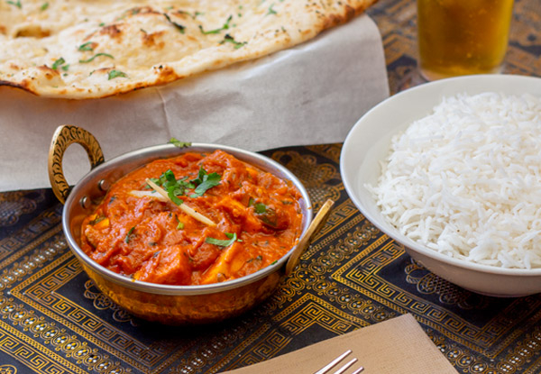 Indian Feast for Two People incl. Starter, Main Each, Naan & Rice - Option for Four People