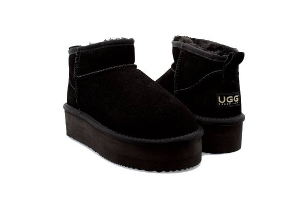 Ugg Roughland High Platform Water-Resistant Unisex Ultra-Mini Suede Sheepskin Boots - Available in Two Colours & Six Sizes