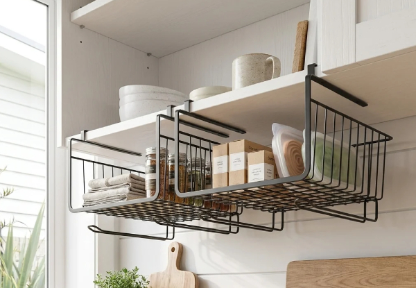 Two-Piece Kitchen Under-Shelf Storage Wire Rack Organiser