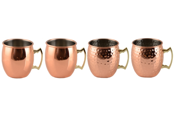Two-Pack of Copper Finished Mugs - Two Styles Available & Option for Four-Pack