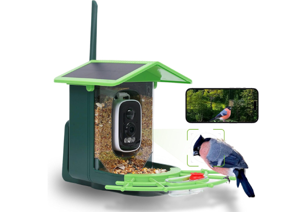 Solar-Powered AI Recognition Bird Feeder with 2K HD Camera