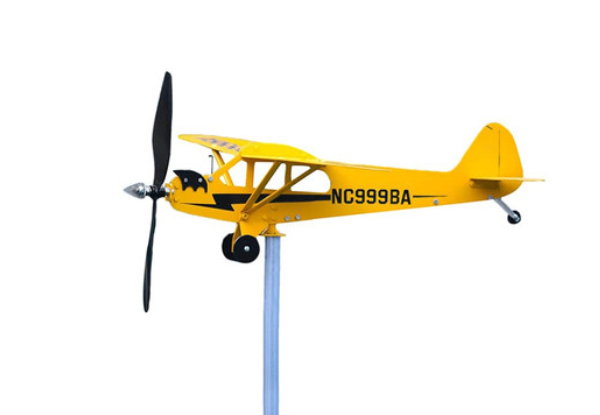 Piper J3 Cub Airplane Weathervane Windmill Decoration - Two Sizes Available