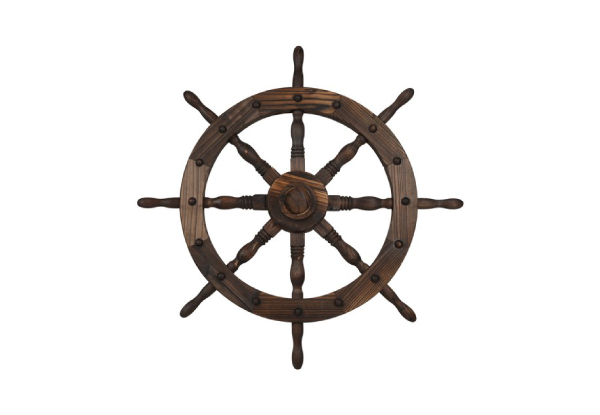 Greenzone 31-Inch Wooden Nautical Ship Wheel Wall Art