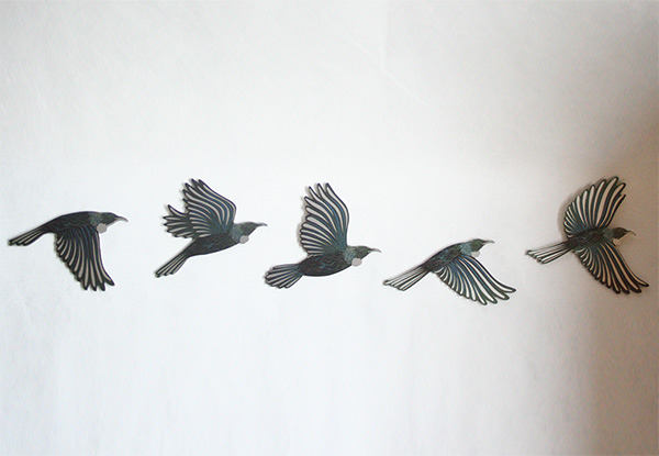Kiwiana Flying Tui Five-Piece Wall Art