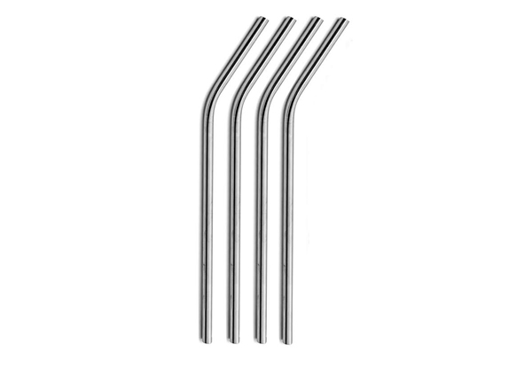 Four-Piece Stainless Steel Straw Set with Storage Bag - Two Options Available