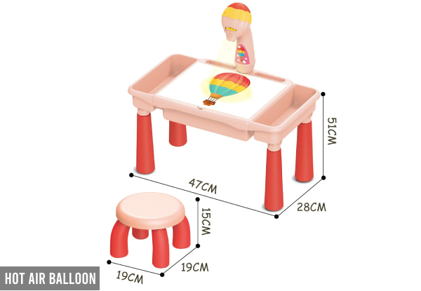 Kids LED Projector Drawing Table Art Painting Board Desk Educational Toy with Music - Two Options Available