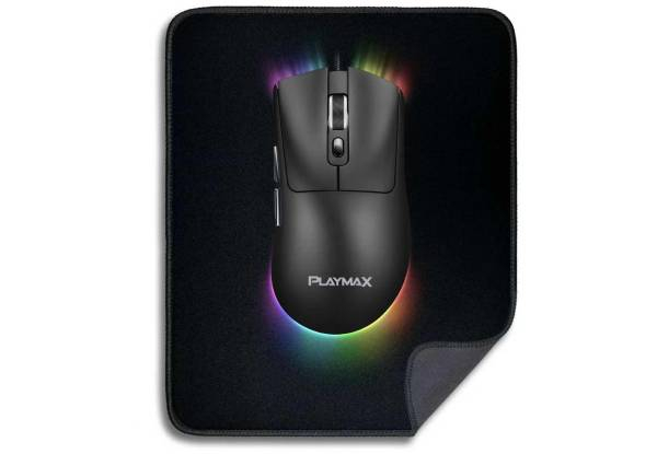 Playmax Black RGB Gaming Mouse & Mouse Mat Combo