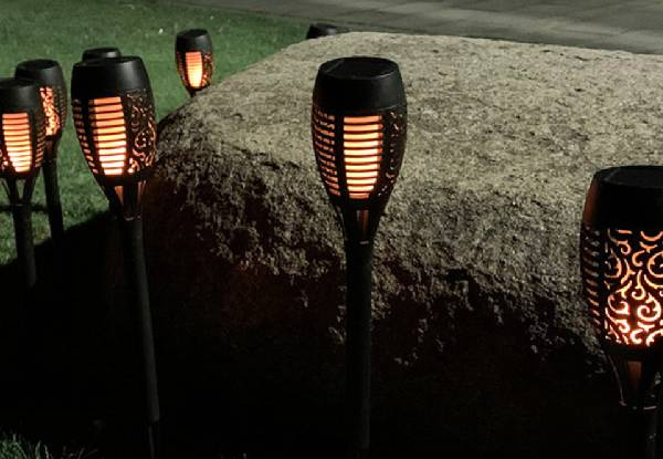 Outdoor Solar Powered Flame Torch Light - Option for Two-Pack