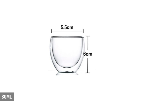 Heat Resistant Double Glass Cup Range - Four Sizes Available