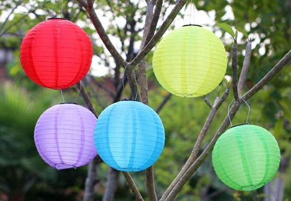 Six-Pack LED Solar Cloth Asian Lantern Light