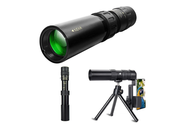 300X Magnification HD Monocular Telescope with Phone Mount Adapter & Tripod - Option for Two