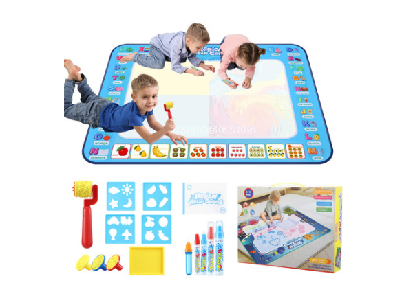 Kids Water Doodle Mat Kit Incl. Pens & Stamps - Three Sizes Available