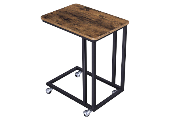Industrial Side Table with Wheels
