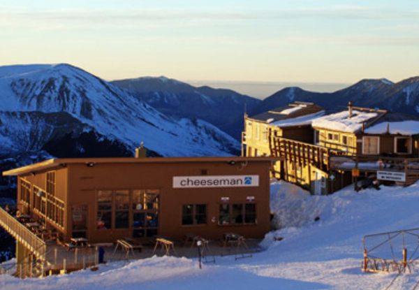 Two-Day/One-Night Mt Cheeseman Ski & Accommodation Package in a Bunkroom for a Student incl. Breakfast, Lunch, Dinner & a Two-Day Ski Pass - Option for Adult