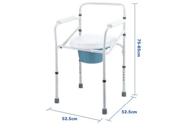 Three-in-One Commode Height Adjustable Shower Chair with Arms