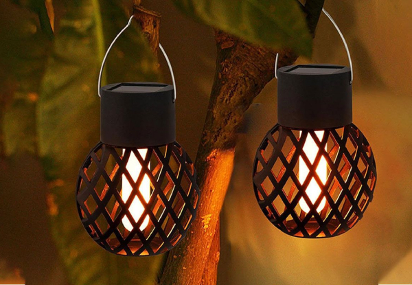 Eight-Piece Outdoor Solar LED Flame Hanging Lights