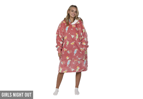 Bambury Adults Unisex Printed Hoodet Hooded Blanket - Available in Six Colours