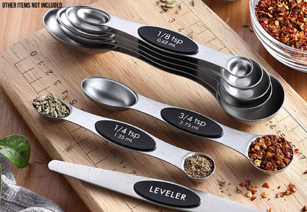 One Set of Double-Head Magnetic Measuring Spoons - Two Colours Available & Option for Two Sets