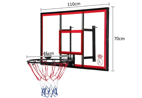 Wall Mounted Basketball Hoop 110 x 70cm
