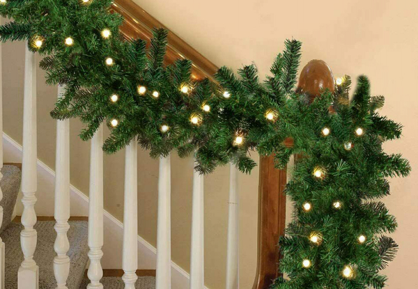 2.7m Christmas Lighted Pine Garland Decoration