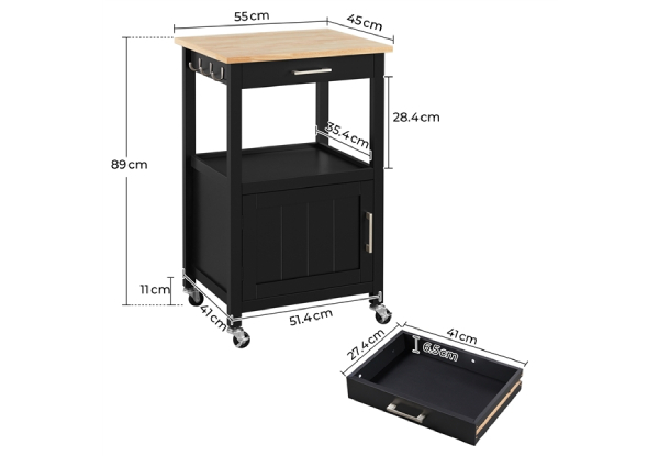 Rolling Kitchen Island Cart Storage - Available in Two Colours